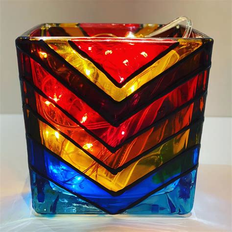 Obsessive Devotion Multi Colored Candle Holder Candle Holders Glass Art Lab