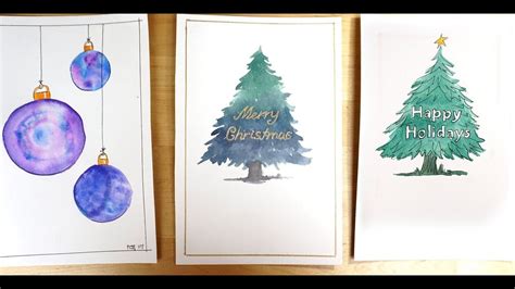 It's always a great and positive environment and it's so easy to meet new people with your same interest. Watercolor Christmas Cards - Christmas Tree with text inside - YouTube | Watercolor christmas ...