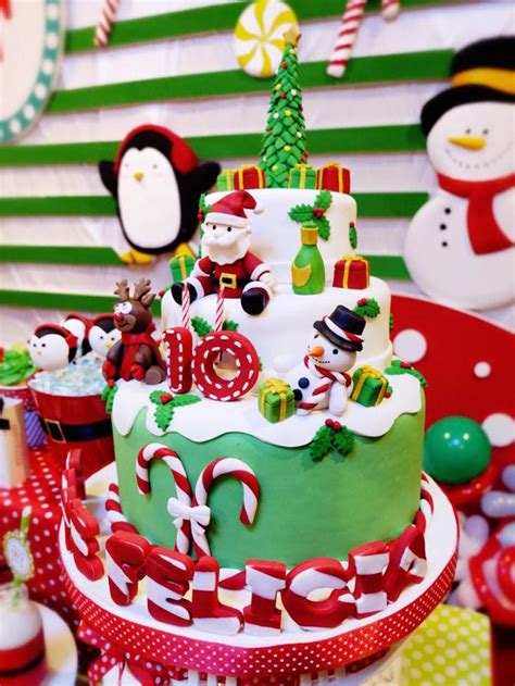 Karas Party Ideas Cake From A Christmas Themed 10th Birthday Party Via