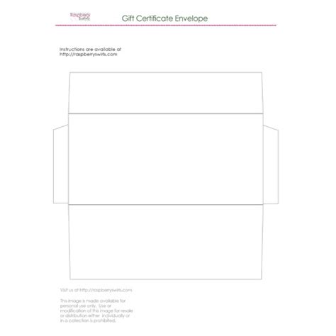 Printable T Certificate Envelope Template Raspberry Swirls