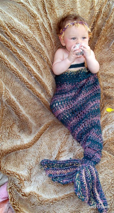 Baby Infant Newborn Mermaid Tail Costume Outfit Baby Nest Photo Prop