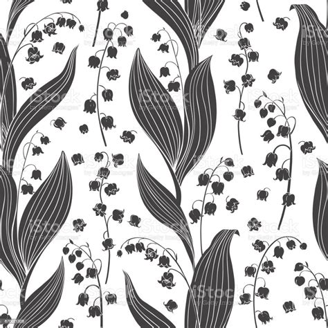 Seamless Vector Pattern With Lilies Of The Valley Black Floral