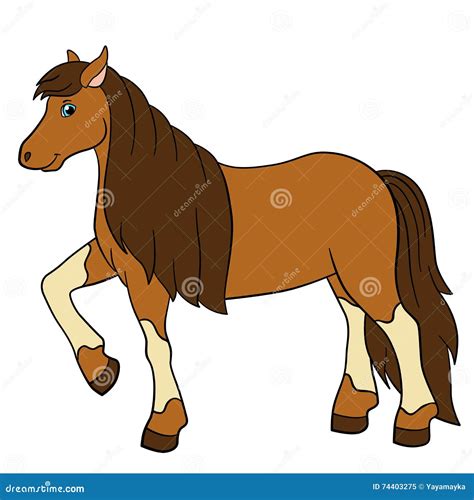 Cartoon Farm Animals Cute Horse Stock Vector Illustration Of