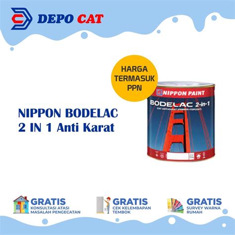Jual Cat Nippon Paint Bodelac 2 In 1 Anti Karat White 25l Shopee