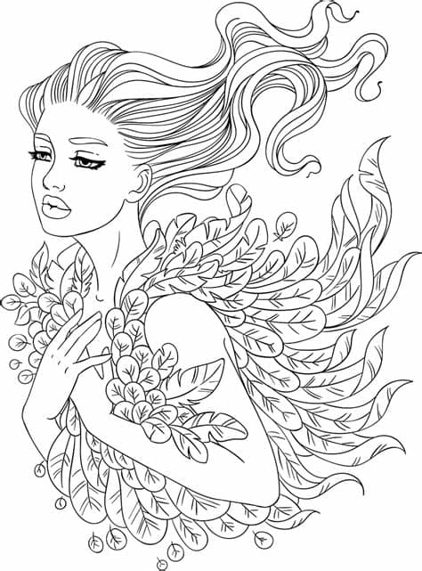 Mermaids are a fantastic subject for art. Line Artsy - Free adult coloring page - Feathers ...