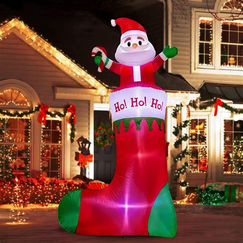 10Ft Christmas Inflatable Santa on Stockings, Outdoor ...