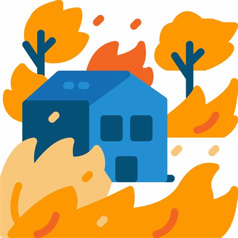 Building Burn Disaster Forest Home House Wildfire Icon Download