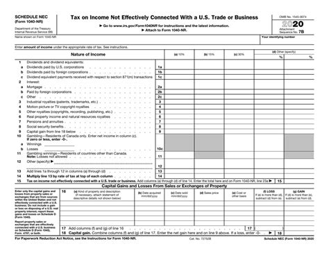 Irs Form 1040 Nr Schedule Nec 2020 Fill Out Sign Online And