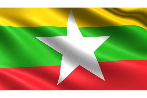 Myanmar Flag Waving Fabric Texture Graphic By Bourjart Creative