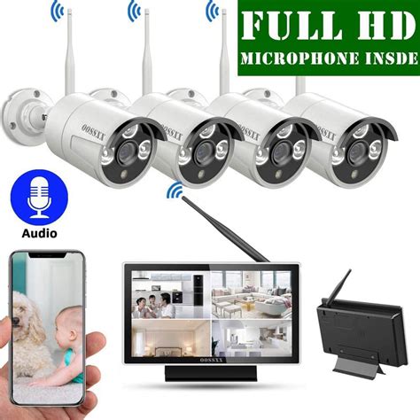Expandable CH Audio Wireless Home Security Camera Systems Outdoor With Inch Screen Monitor