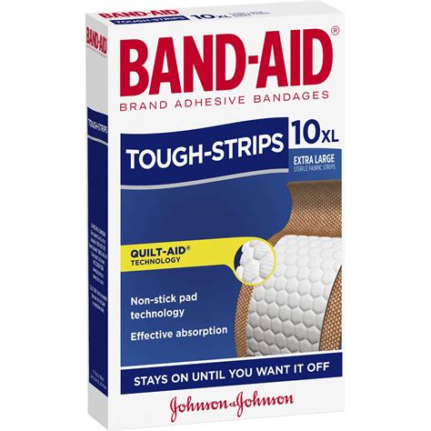 Band Aid Tough Strips Extra Large Fabric Bandages 10 Pack Woolworths