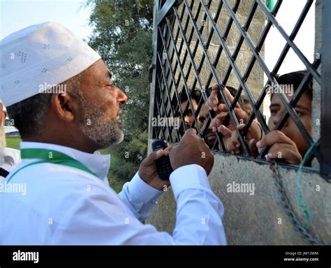 A Kashmiri Hajj Pilgrim Bids Farewell To His Relatives At Hajj House