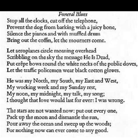Funeral Blues Stop The Clocks Wh Auden Take Images From This