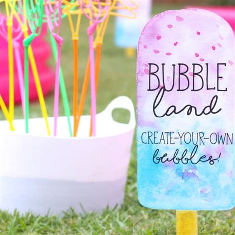 Printable Popsicle Signs Bubble Station Sign Two Cool Etsy