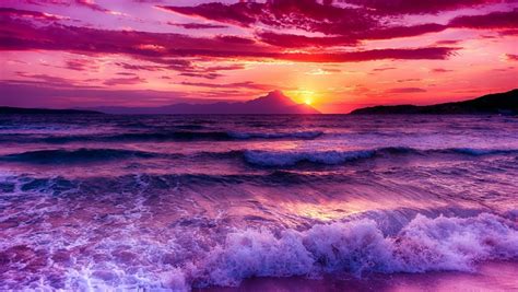 Purple Sunset On The Beach Wallpapers 852x480 207371