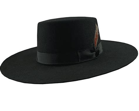 Hat Bruno Capelo Mens Black Wide Flat Brim Dress Hat 100 Wool We978