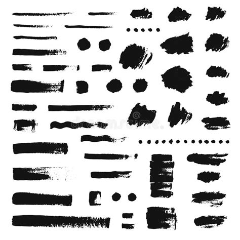 Set Of Different Hand Drawn Brush Strokes Grunge Texture Stock Vector
