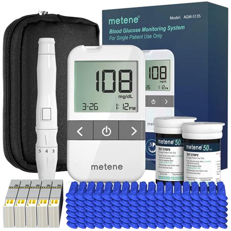 Metene Agm S Glucose Monitor Kit Glucometer Strips Lancets