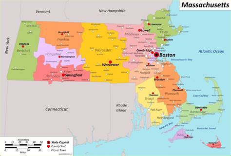Massachusetts County Map County Map With Cities