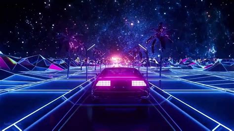 Neon Sunset Retrowave 80s Car Animated Vj Loop Video Background For