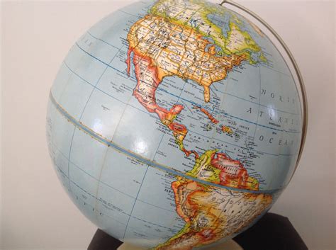 12 Political Globe Vintage Mcm Rand Mcnally Raised Relief Shows Ussr