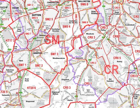 Wall Maps London And The M25 Postcode Wall Map Sector Map 8