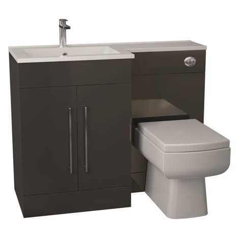 Anthracite Bathroom Vanity Unit Furniture Suite Left Hand W1090mm