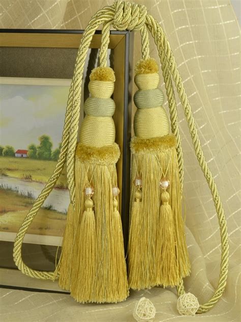 6 Colors Qym13 Faux Silk Curtain Tassel Tiebacks Pair