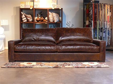 restoration hardware couch from one of the companies that ... Brown leather couch very detailed brown leather design couch.