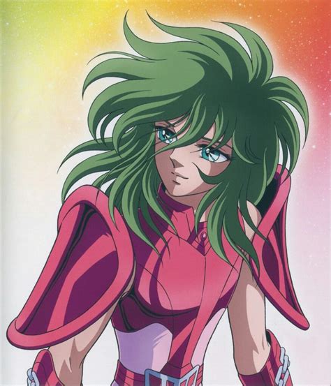 An Anime Character With Green Hair And Blue Eyes Wearing Pink Clothes