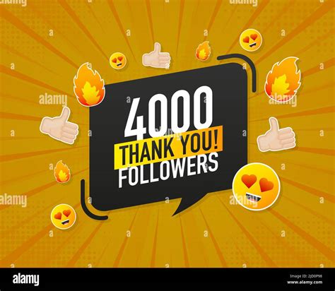 Thank You 4000 Followers On Yellow Background White Background Vector