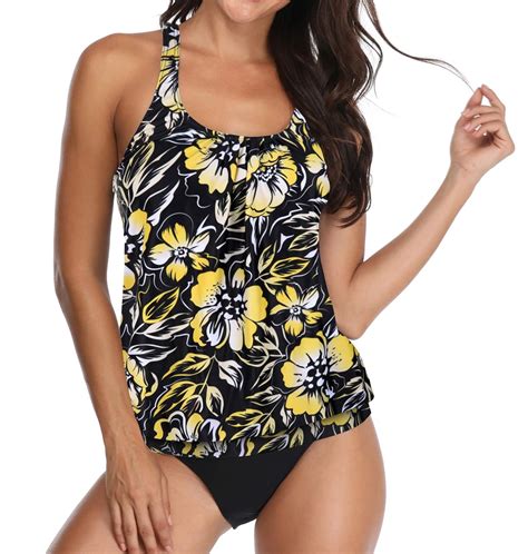 buy yonique blouson tankini swimsuits for women loose fit floral printed two piece bathing suits