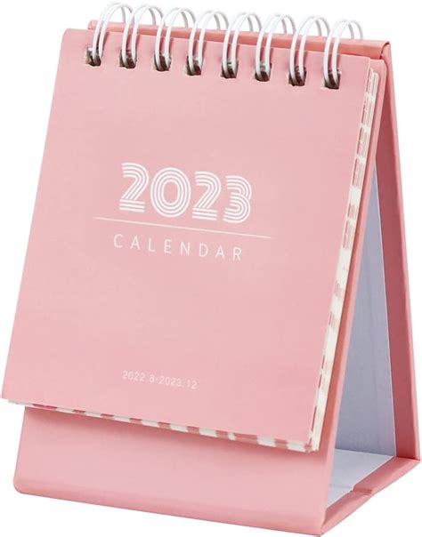 Multibey Pink 2022 2023 Mini Desk Calendar Steel Coil