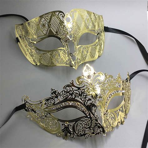 Adult Metal Filigree Couple Costume Masquerade Mask Pair Venetian Ball