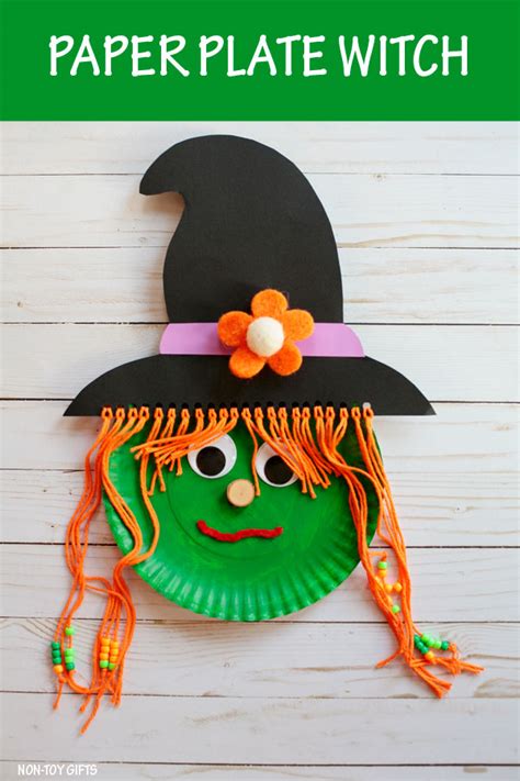 Paper Plate Witch Craft For Kids Easy Halloween Craft