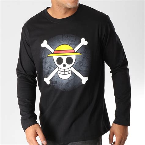 One Piece Tee Shirt Manches Longues Skull Noir