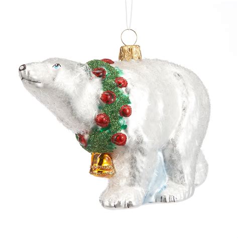 Polar Bear With Wreath Christmas Ornament Gumps