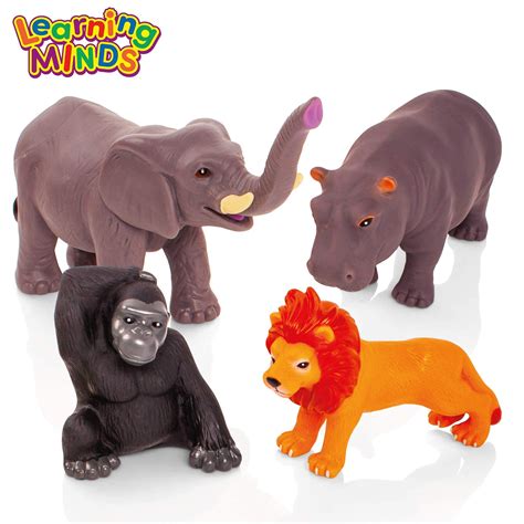 Learning Minds Set Of 8 Jumbo Jungle Animal Figures Zoo Animals For 1