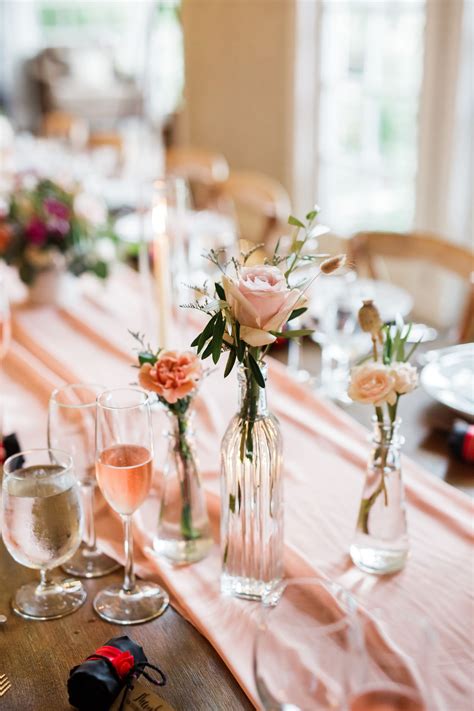 Bud Vases Down Long Tables At Wedding Simple And Elegant Centerpieces