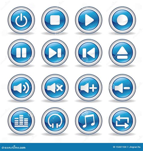 Media Player Glossy Buttons Stock Vector Illustration Of Stereo