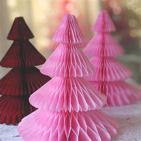 Pink Honeycomb Paper Christmas Trees 2 Sizes The Danes