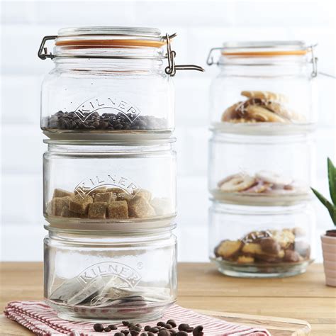 Kilner Glass Stackable Storage Jar Home Kitchen Coffee Tea Sugar
