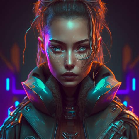 Premium Photo Cyberpunk Woman Portrait Futuristic Neon Style Hd Image