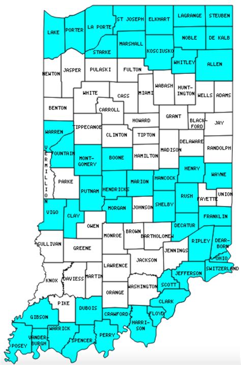 Map Of Indiana Counties Printable