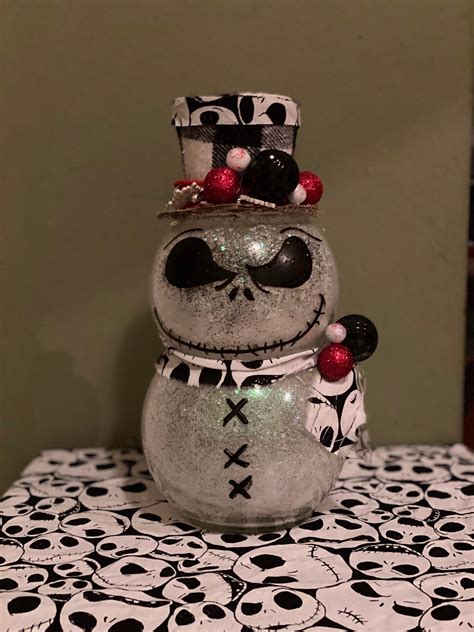 Jack Skellington Glass Handmade Snowman Nightmare Before Etsy