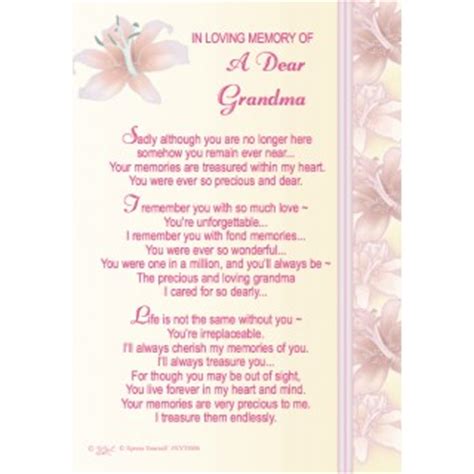 In memory of my grandma. Grandmother Memorial Quotes Memory. QuotesGram