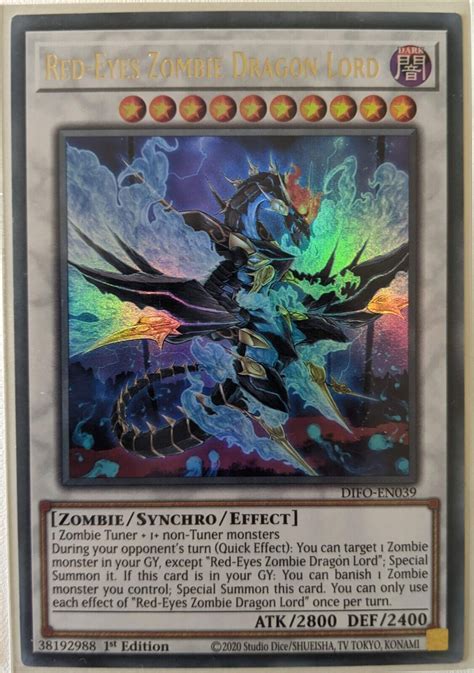 Yugioh Red Eyes Zombie Dragon Lord Ultra Rare 1st Edition Difo En039 Nm