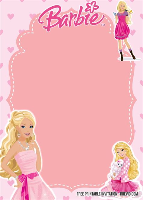 Editable Barbie Birthday Invitations Templates Free Birthday Wishes