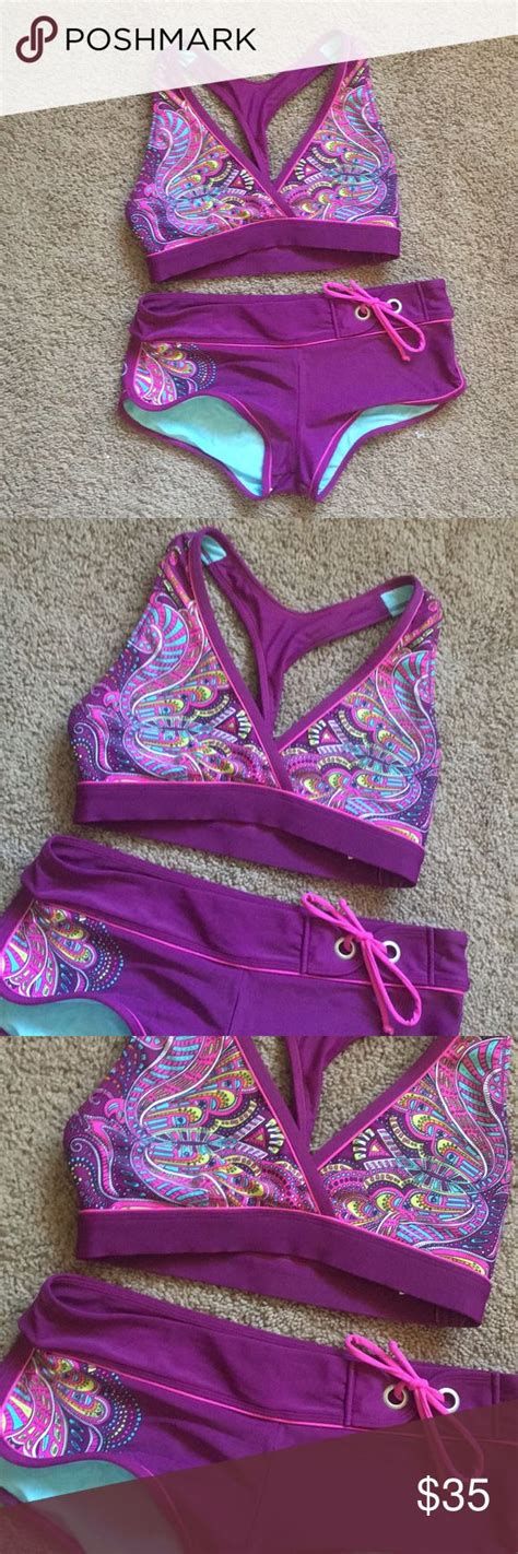 Athleta Purple Print Twist Bikini Set Xxs Bikinis Fashion Bikini Set
