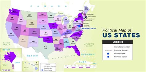 Us Map States And Capitals Political Map Of The United States Of